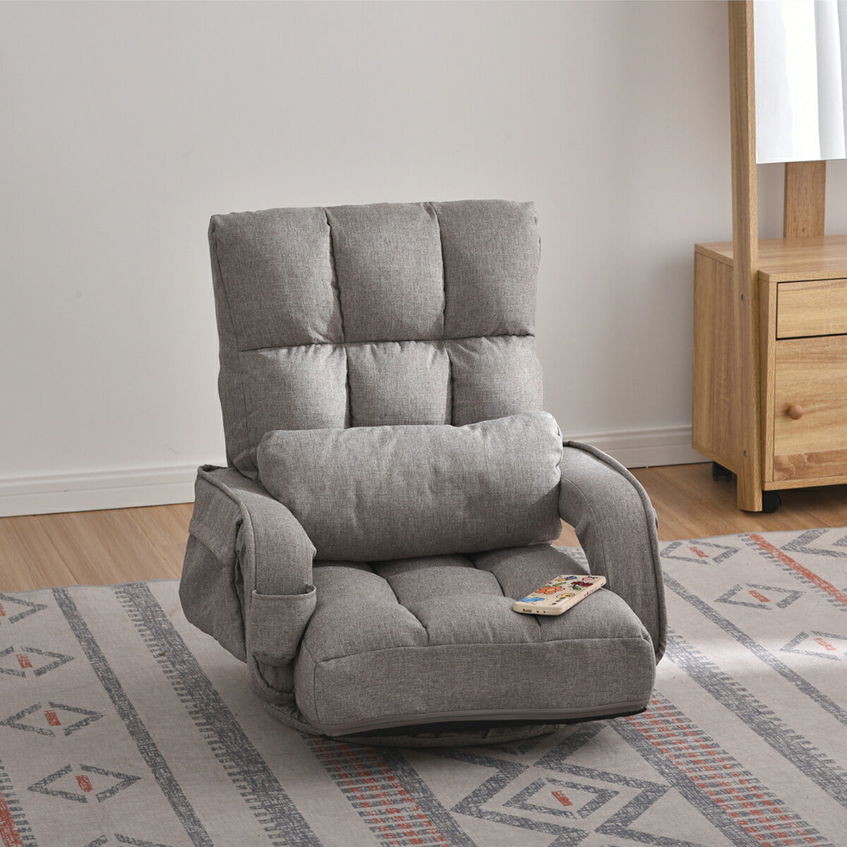 座椅子 回転式 肘掛け ハイバック 座いす リクライニング 1人掛けソファー リクライニングチェアー フロアチェア リビングチェア リラックスチェア 折りたたみ ファブリック 座イス フロア ソファ