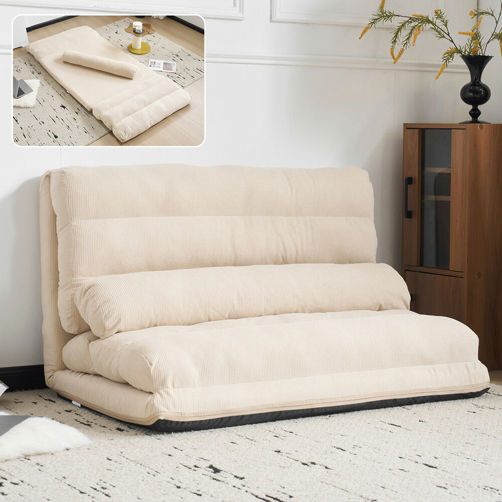 ソファベッド 2人掛け ローソファ 3WAY リクライニング 幅108cm 折りたたみ ソファーベッド コンパクト クッション付き フロアソファ 完成品 7日内出荷
