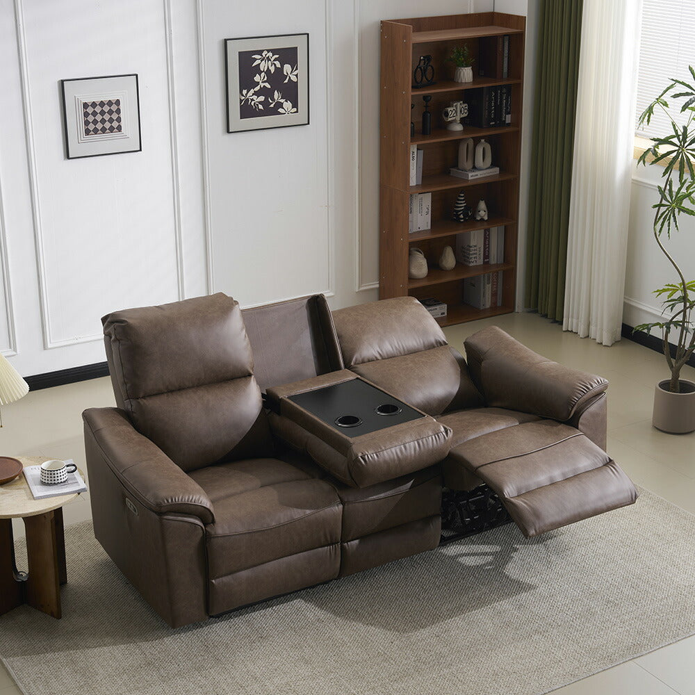 電動リクライニングソファ 3人掛け 2人掛け USB Type-C充電口付き 156°無段階リクライニング テーブル付き オットマン一体型 耐圧分散 北欧風 電動ソファ 7日内出荷