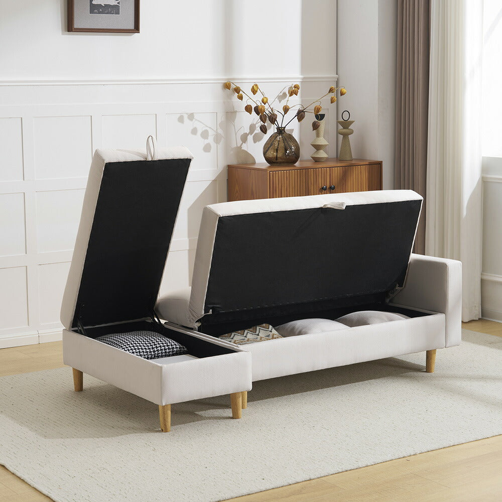 ソファベッド 3人掛け 収納付き オットマン付き 5WAY 折りたたみ式 カウチソファ 来客用 脚取り外し可能 大容量収納 リビング 一人暮らし 7日内出荷