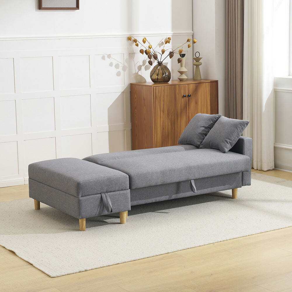 ソファベッド 3人掛け 収納付き オットマン付き 5WAY 折りたたみ式 カウチソファ 来客用 脚取り外し可能 大容量収納 リビング 一人暮らし 7日内出荷