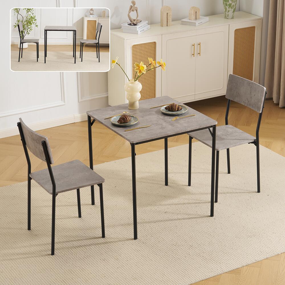 ダイニングテーブルセット 2人 3点セット ダイニングセット おしゃれ 正方形 幅70cm 二人用 2人掛け チェア2脚 角型 四角 4人掛け 70センチ おしゃれ シンプル 食卓テーブル 北欧 カフェテーブル 木目調 大理石風 壁付け 7日内出荷