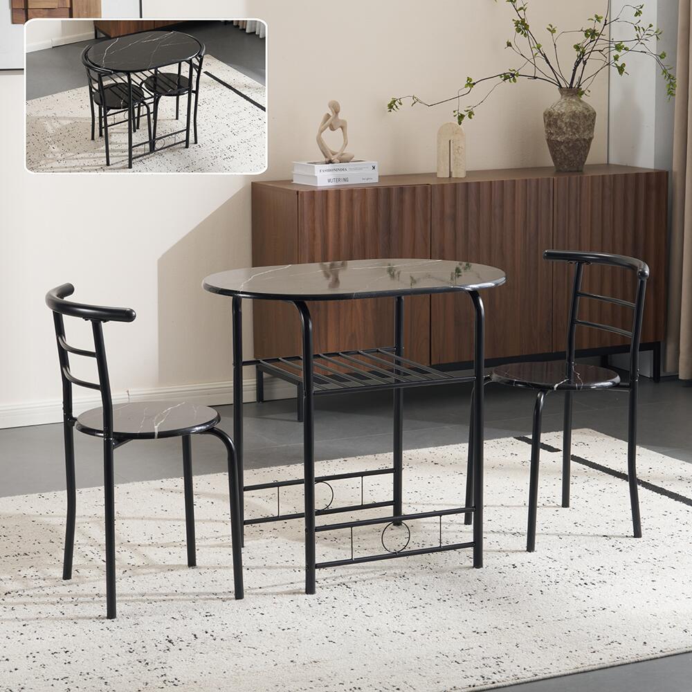 ダイニングテーブルセット 北欧 3点セット 2人 80 ダイニングテーブル 丸テーブル ダイニングセット オーバル 食卓 チェア2脚 コンパクト 2人掛け おしゃれ 大理石調 ダイニング テーブル 食卓用 韓国 丸型 2人用 北欧 韓国 韓国風 楕円 7日内出荷