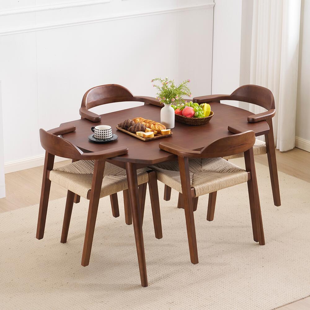 ダイニングテーブルセット 北欧 5点セット 4人 120 ダイニングテーブル 丸テーブル ダイニングセット 円型 食卓 チェア4脚 コンパクト 4人掛け おしゃれ 木目調 ダイニング テーブル 食卓用 韓国 丸型 4人用 北欧 ナチュラル ブラウン 7日内出荷