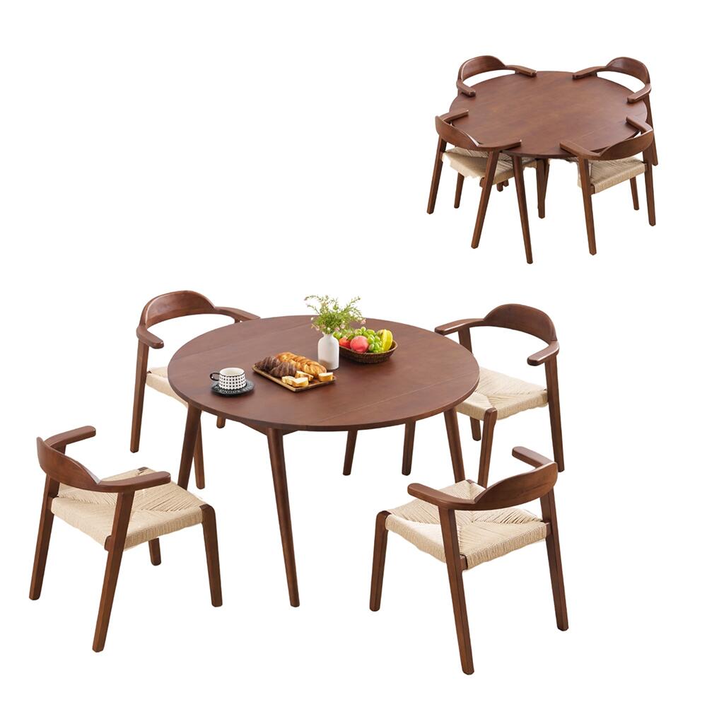 ダイニングテーブルセット 北欧 5点セット 4人 120 ダイニングテーブル 丸テーブル ダイニングセット 円型 食卓 チェア4脚 コンパクト 4人掛け おしゃれ 木目調 ダイニング テーブル 食卓用 韓国 丸型 4人用 北欧 ナチュラル ブラウン 7日内出荷