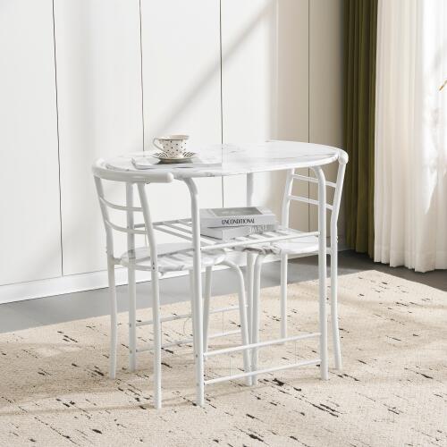 ダイニングテーブルセット 北欧 3点セット 2人 80 ダイニングテーブル 丸テーブル ダイニングセット オーバル 食卓 チェア2脚 コンパクト 2人掛け おしゃれ 大理石調 ダイニング テーブル 食卓用 韓国 丸型 2人用 北欧 韓国 韓国風 楕円 7日内出荷