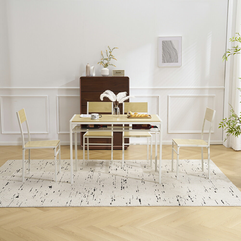 ダイニングテーブルセット 4人掛け 5点セット ダイニングセット おしゃれ 長方形 幅109cm 食卓 2人掛け 4人 ダイニングテーブル ダイニングチェア モダン 北欧 ベンチ 食卓セット 木目調 スチール 新生活 木目調 ナチュラル ブラウン 7日内出荷