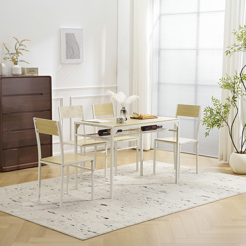 ダイニングテーブルセット 4人掛け 5点セット ダイニングセット おしゃれ 長方形 幅109cm 食卓 2人掛け 4人 ダイニングテーブル ダイニングチェア モダン 北欧 ベンチ 食卓セット 木目調 スチール 新生活 木目調 ナチュラル ブラウン 7日内出荷