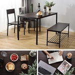 ダイニングテーブルセット 4人掛け 4点セット ダイニングセット おしゃれ 長方形 幅120cm 食卓 2人掛け 4人 ダイニングテーブル ダイニングチェア モダン 北欧 ベンチ 食卓セット 木目調 スチール 新生活 木目調 ナチュラル ブラウン 7日内出荷