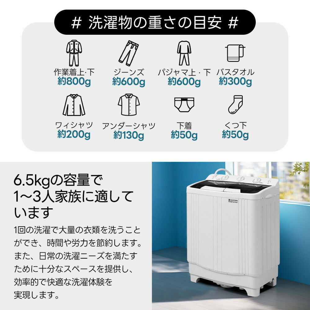洗濯機 乾燥機 二槽式 縦型洗濯機 洗濯槽6.5kg 脱水槽4kg 大容量 タイマー機能付き コンパクト 小型洗濯機 節電 二槽式洗濯機 まとめ洗い 部屋干し 引越し 家庭用 家電 新生活 7日内出荷