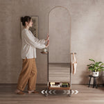 スタンドミラー 全身 ラック アンティーク 木製 鏡付き アーチ アーチ形 木製 全身鏡 収納棚 姿見 収納 鏡 付き ドレッサー メイク コスメ 玄関 リビング収納 ミラー ミラーラック 姿見ドレッサー キャスター付き おしゃれ