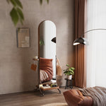 スタンドミラー 全身 ラック アンティーク 木製 鏡付き アーチ アーチ形 木製 全身鏡 収納棚 姿見 収納 鏡 付き ドレッサー メイク コスメ 玄関 リビング収納 ミラー ミラーラック 姿見ドレッサー キャスター付き おしゃれ