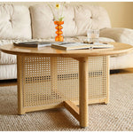 Casaconer | センターテーブル・ラタン・木製・おしゃれ・北欧・韓国・ナチュラル・レトロ調・シンプル・収納・リビングテーブル・80