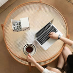 Casaconer | ローテーブル・ガラス・木製・モールガラス・ラタン・おしゃれ・北欧・ナチュラル・シンプル・レトロ調・リビング・収納・80