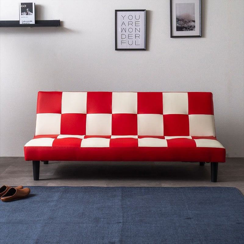ソファー ソファ おすすめ ソファーベッド シングル 幅170cm 3人掛け パッチワーク ファブリック ソファーベット ソファー コンパクト 合皮 市松 おしゃれ かわいい ロータイプ おすすめ