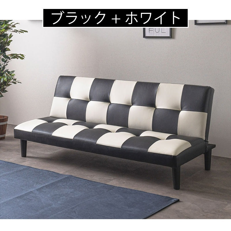 ソファー ソファ おすすめ ソファーベッド シングル 幅170cm 3人掛け パッチワーク ファブリック ソファーベット ソファー コンパクト 合皮 市松 おしゃれ かわいい ロータイプ おすすめ