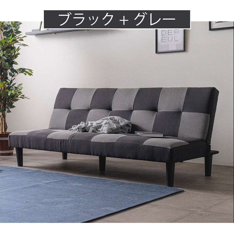 ソファー ソファ おすすめ ソファーベッド シングル 幅170cm 3人掛け パッチワーク ファブリック ソファーベット ソファー コンパクト 合皮 市松 おしゃれ かわいい ロータイプ おすすめ