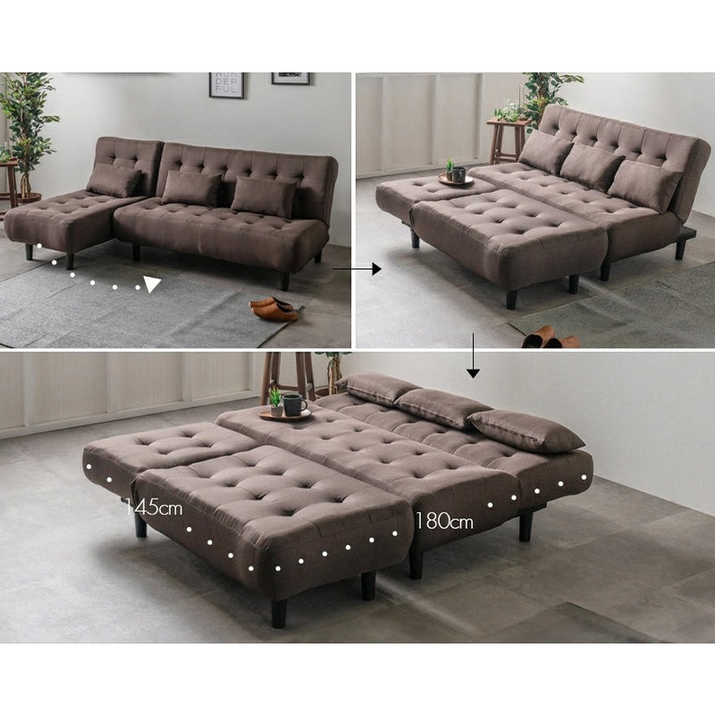 ソファー ソファ おすすめ カウチソファー ソファーベッド 3人掛け 3人用 おしゃれ クッション付き グレー ブラウン ファブリック 脚付き シェーズロング