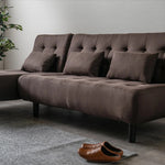 ソファー ソファ おすすめ カウチソファー ソファーベッド 3人掛け 3人用 おしゃれ クッション付き グレー ブラウン ファブリック 脚付き シェーズロング