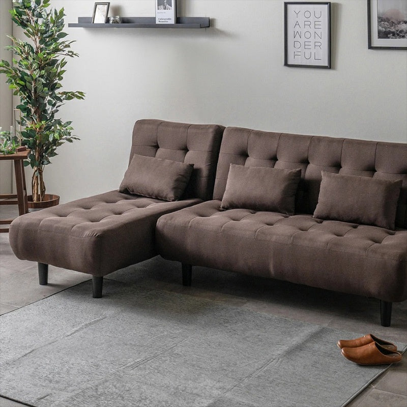 ソファー ソファ おすすめ カウチソファー ソファーベッド 3人掛け 3人用 おしゃれ クッション付き グレー ブラウン ファブリック 脚付き シェーズロング