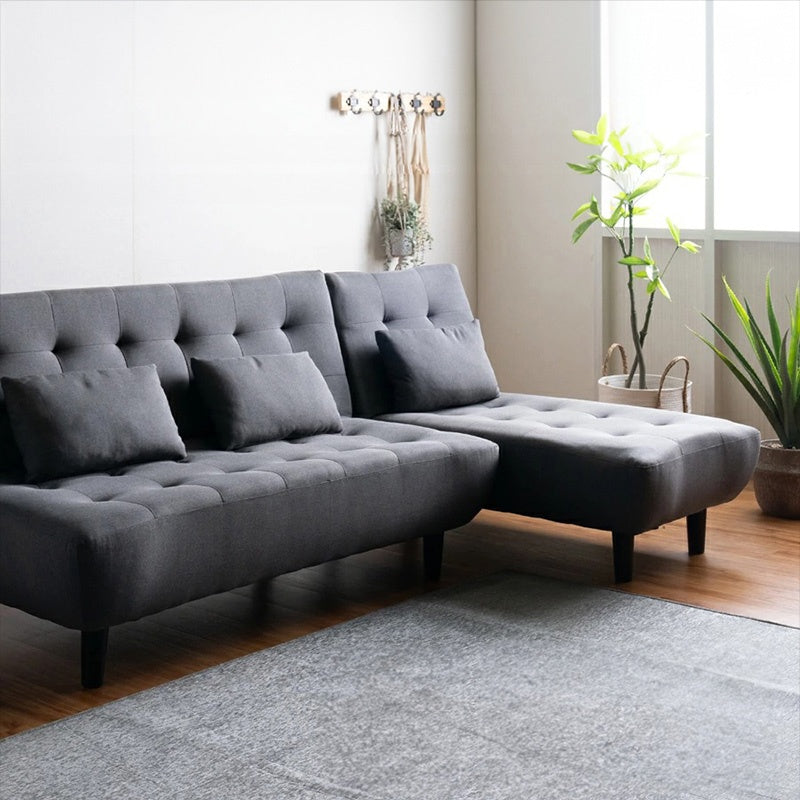 ソファー ソファ おすすめ カウチソファー ソファーベッド 3人掛け 3人用 おしゃれ クッション付き グレー ブラウン ファブリック 脚付き シェーズロング