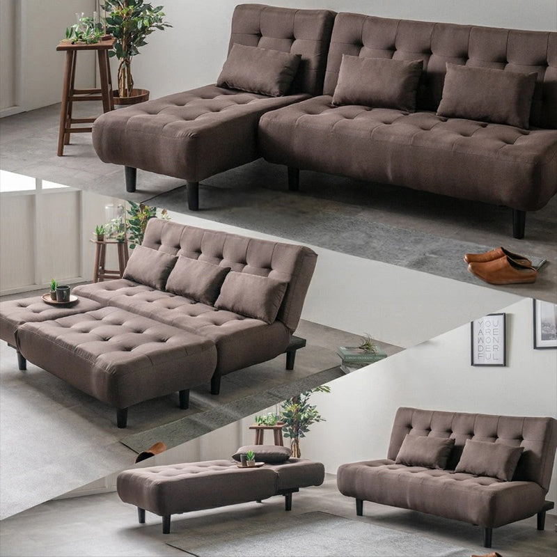 ソファー ソファ おすすめ カウチソファー ソファーベッド 3人掛け 3人用 おしゃれ クッション付き グレー ブラウン ファブリック 脚付き シェーズロング