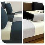 ソファー ソファ おすすめ ソファーベッド おしゃれ 幅178cm テーブル付き パッチワーク ソファーベット コンパクト 3人掛け シングル クッション付 ブルー ブラウン 脚付き 寝心地 座り心地 ファブリック