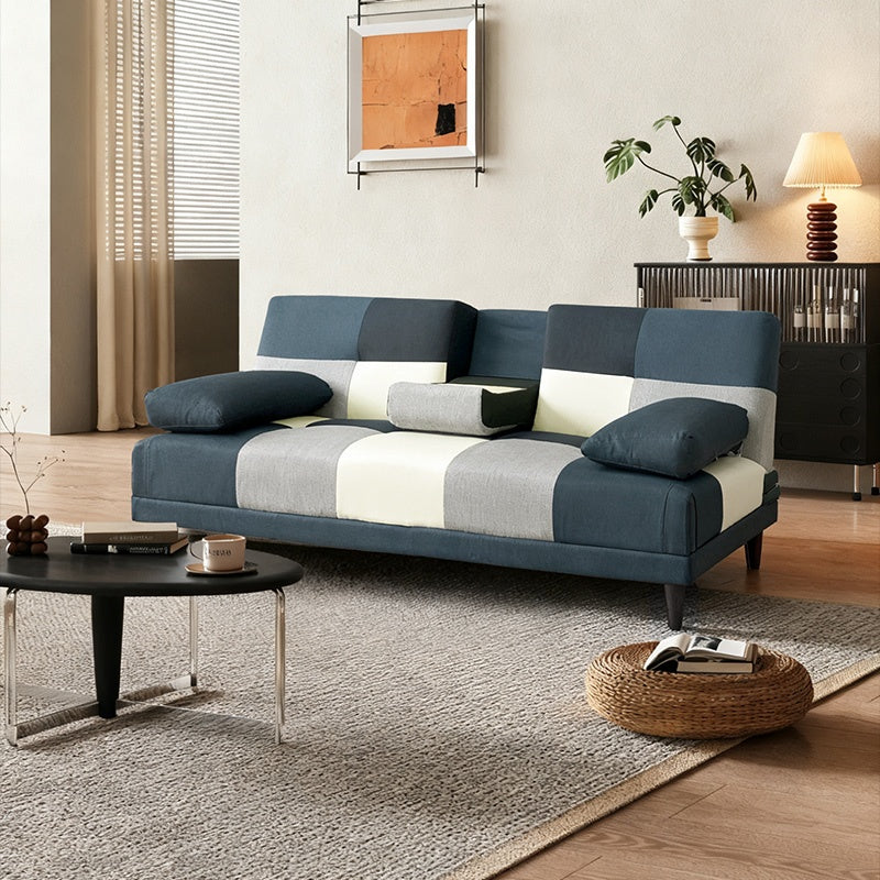 ソファー ソファ おすすめ ソファーベッド おしゃれ 幅178cm テーブル付き パッチワーク ソファーベット コンパクト 3人掛け シングル クッション付 ブルー ブラウン 脚付き 寝心地 座り心地 ファブリック