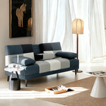 ソファー ソファ おすすめ ソファーベッド おしゃれ 幅178cm テーブル付き パッチワーク ソファーベット コンパクト 3人掛け シングル クッション付 ブルー ブラウン 脚付き 寝心地 座り心地 ファブリック