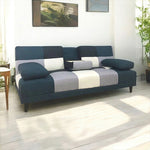 ソファー ソファ おすすめ ソファーベッド おしゃれ 幅178cm テーブル付き パッチワーク ソファーベット コンパクト 3人掛け シングル クッション付 ブルー ブラウン 脚付き 寝心地 座り心地 ファブリック