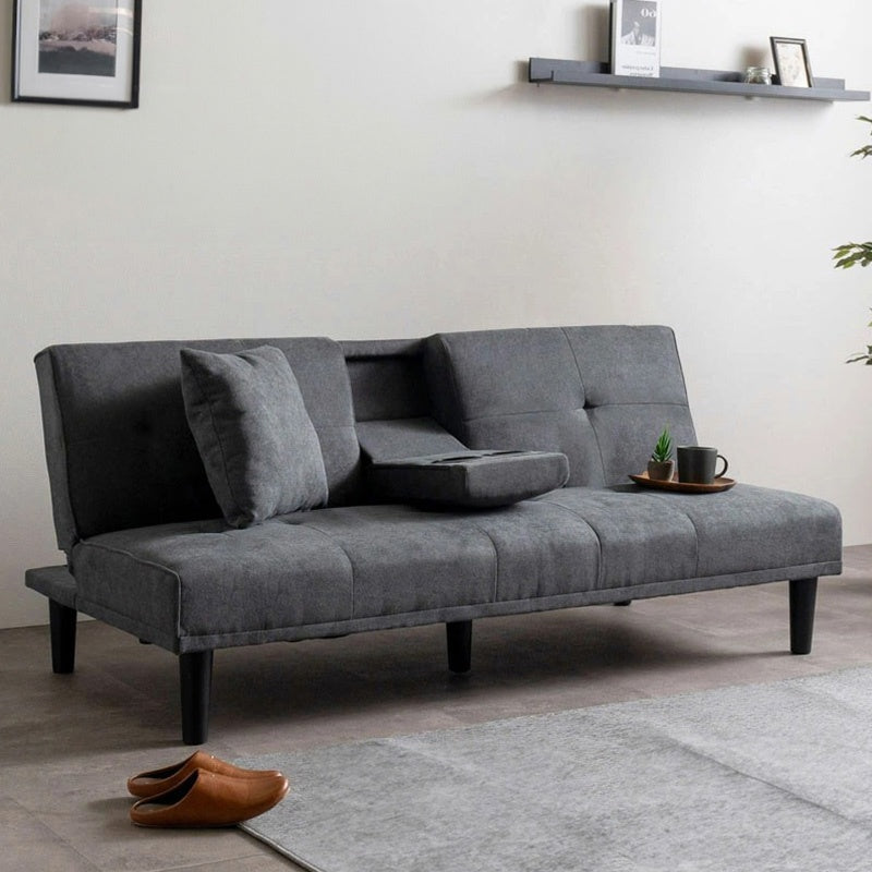 ソファー ソファ おすすめ ソファーベッド 幅170cm ファブリック 3人掛け テーブル付き コンパクト ファブリック ドリンクホルダー付き 脚付き グレー ブラウン