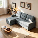 ソファーベッド・収納付き・カウチソファー・3人掛け・布製・グレー・北欧風・リビング・寝室・大きい・usb・おしゃれ・7日内出荷