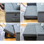 ソファーベッド・収納付き・カウチソファー・3人掛け・布製・グレー・北欧風・リビング・寝室・大きい・usb・おしゃれ・7日内出荷