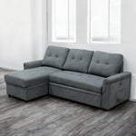 ソファーベッド・収納付き・カウチソファー・3人掛け・布製・グレー・北欧風・リビング・寝室・大きい・usb・おしゃれ・7日内出荷