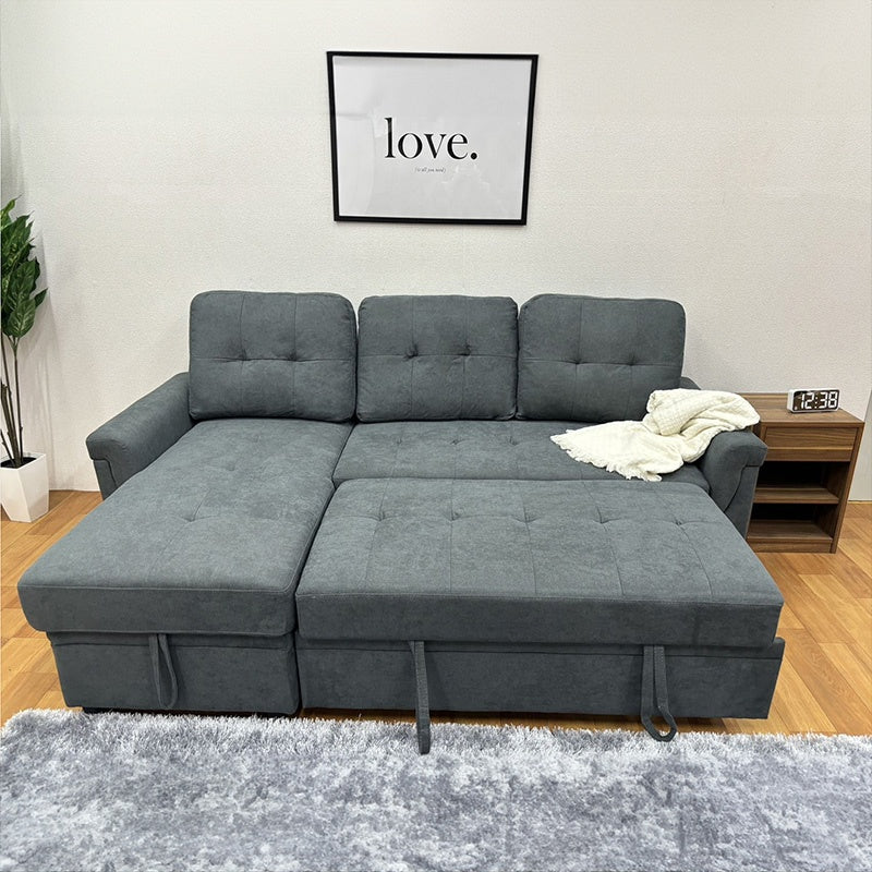 ソファーベッド・収納付き・カウチソファー・3人掛け・布製・グレー・北欧風・リビング・寝室・大きい・usb・おしゃれ・7日内出荷
