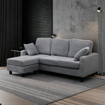 ソファ・カウチソファ・3人掛け・幅約180cm・北欧・おしゃれ・布製・オットマン・スツール付き・L字・グレー クッション付き・おすすめ・コーデュロイ・7日内出荷