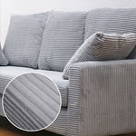 ソファ・カウチソファ・3人掛け・幅約180cm・北欧・おしゃれ・布製・オットマン・スツール付き・L字・グレー クッション付き・おすすめ・コーデュロイ・7日内出荷