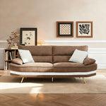 ソファー ソファ おすすめ ソファー ソフトレザー 幅193cm 大きい 3人掛け クッション付き 肘付き デザイン キャメルブラウン