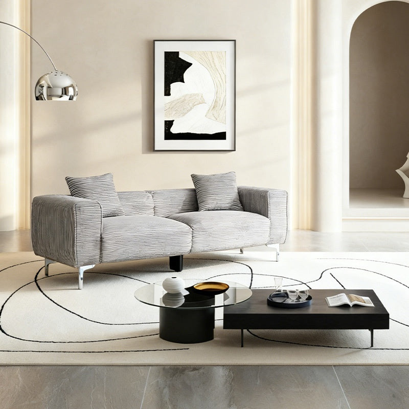 ソファ ソファー 幅190cm 3人掛け 3人用 コーデュロイ ファブリック 布 シンプルデザイン グレー 脚付き 肘掛け おしゃれ