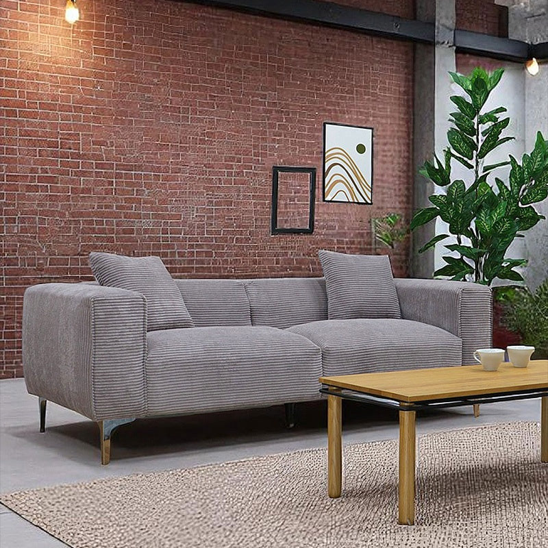 ソファ ソファー 幅190cm 3人掛け 3人用 コーデュロイ ファブリック 布 シンプルデザイン グレー 脚付き 肘掛け おしゃれ