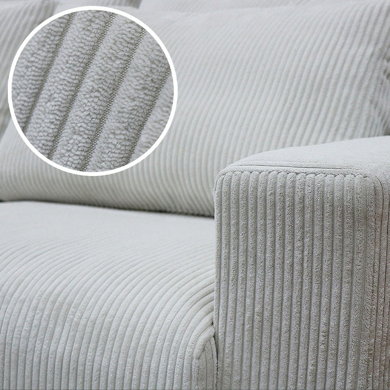 ソファ カウチソファー 大型 幅260cm 大きめ 北欧 おしゃれ ファブリック 布 3人掛け 4人掛け スツール付き シェーズロング l字ソファー クッション付き おすすめ アイボリー コーデュロイ