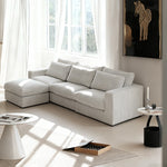 ソファ カウチソファー 大型 幅260cm 大きめ 北欧 おしゃれ ファブリック 布 3人掛け 4人掛け スツール付き シェーズロング l字ソファー クッション付き おすすめ アイボリー コーデュロイ