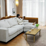 ソファ カウチソファー 大型 幅260cm 大きめ 北欧 おしゃれ ファブリック 布 3人掛け 4人掛け スツール付き シェーズロング l字ソファー クッション付き おすすめ アイボリー コーデュロイ