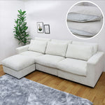 ソファ カウチソファー 大型 幅260cm 大きめ 北欧 おしゃれ ファブリック 布 3人掛け 4人掛け スツール付き シェーズロング l字ソファー クッション付き おすすめ アイボリー コーデュロイ