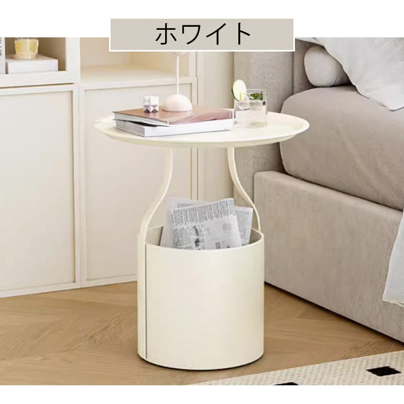金属製 ベッドサイドテーブル スチール 幅40cm シンプル モダン 小型 収納 置き台 ナイトテーブル 寝室用 ホワイト ブラック オレンジ クリーム風 サイドテーブル 家具 省スペース 北欧風 韓国風 おしゃれ