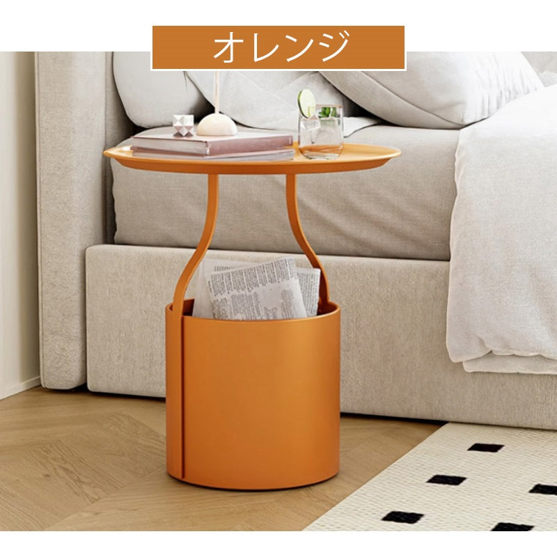 金属製 ベッドサイドテーブル スチール 幅40cm シンプル モダン 小型 収納 置き台 ナイトテーブル 寝室用 ホワイト ブラック オレンジ クリーム風 サイドテーブル 家具 省スペース 北欧風 韓国風 おしゃれ