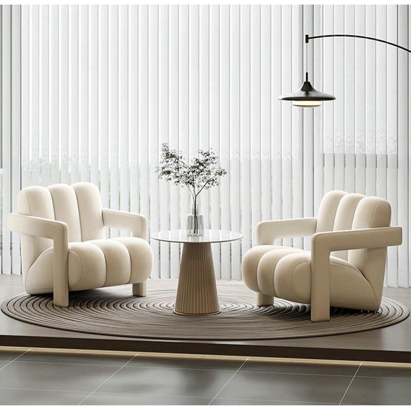 パーソナルチェア・1人掛け・ソファ・ファブリック・クリーム風・ローソファー・北欧風・1人暮らし