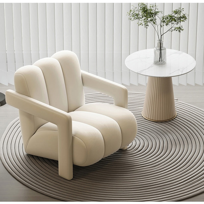 パーソナルチェア・1人掛け・ソファ・ファブリック・クリーム風・ローソファー・北欧風・1人暮らし