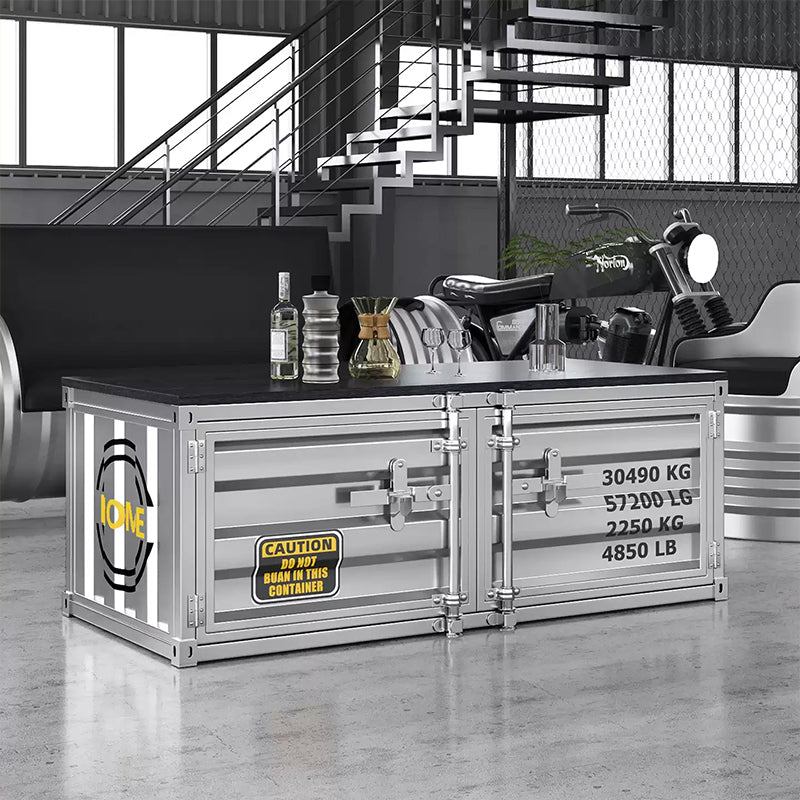 スチール製 収納ローボード ローテーブル インダストリアル コンテナ風 デザイン 収納キャビネット ロータイプ 多目的収納 オフィス イエロー シルバー 幅100cm／140cm おしゃれ