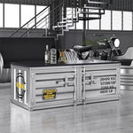 スチール製 収納ローボード ローテーブル インダストリアル コンテナ風 デザイン 収納キャビネット ロータイプ 多目的収納 オフィス イエロー シルバー 幅100cm／140cm おしゃれ